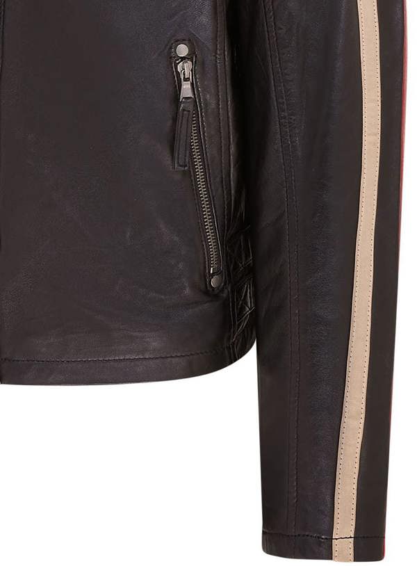 Infinity Leather Mens Striped Café Racer Biker Leather Jacket - Alta
