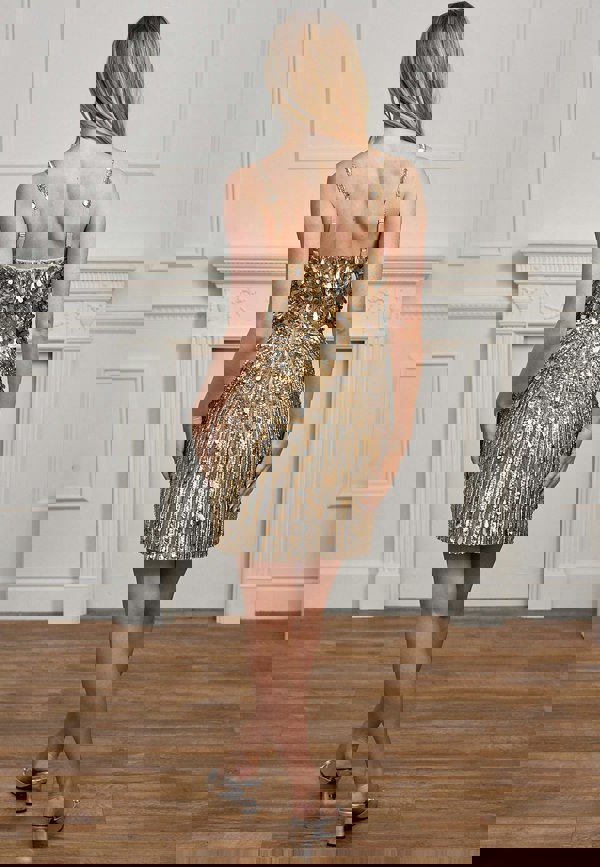 ANGELEYE Sequin Embellished Mini Dress - Gold