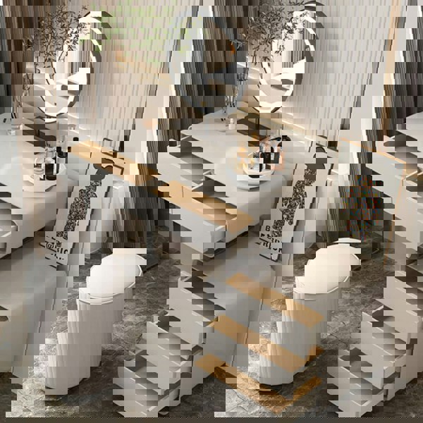 Dobson Dressing Table With LED Mirror, Cream Grey-Weilai Concept-Weilai Concept