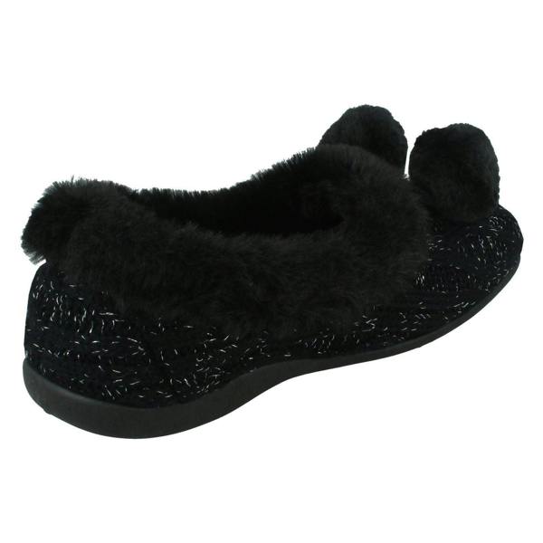 Rose Bank Ladies Rose Bank Memory Foam Knitted Pom Pom Slippers Chloe