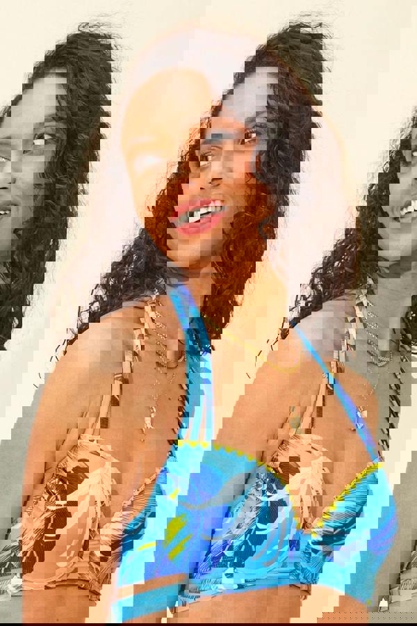 Blue Leaf Bikini Top