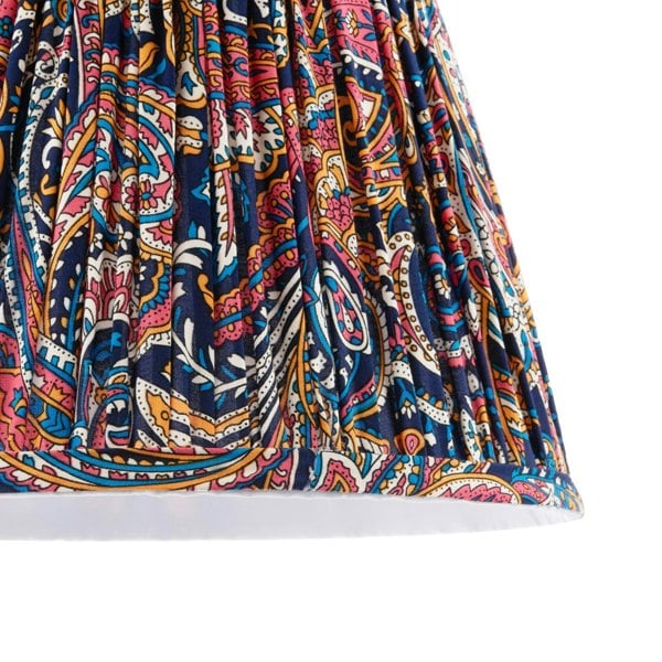 Colourful Pleated Cotton Fabric Lamp Shade with Ornate Floral Design Image 4