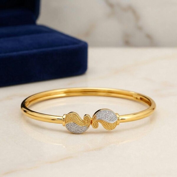 The Colourful Aura Gold Silver Two-Tone Pavé Paisley Bangle Bracelet