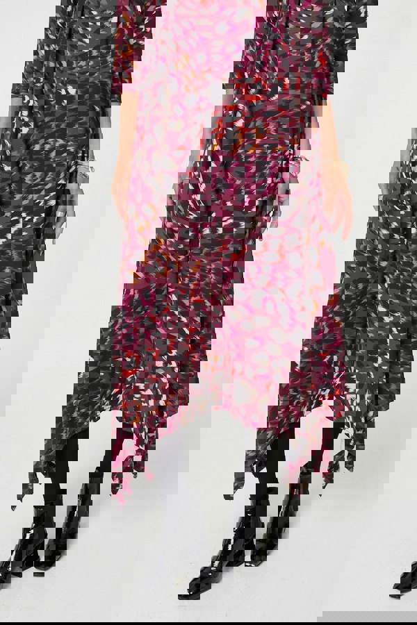 Red | Animal Print Hanky Hem Jersey Dress
