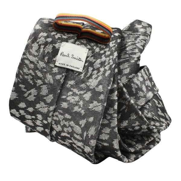 Paul Smith tie in a shimmering onyx grey and silver abstract pattern