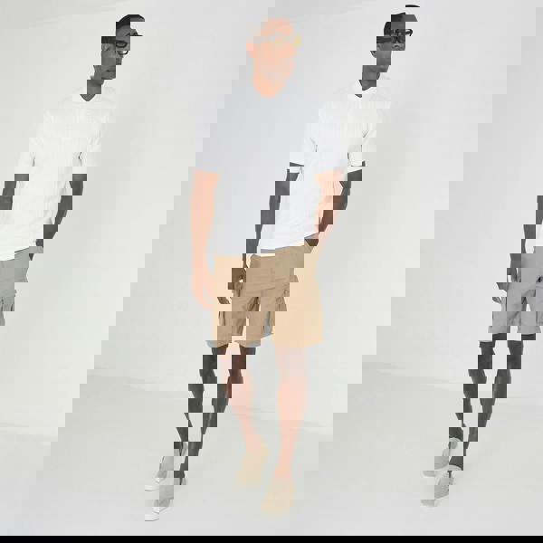 Brave Soul off white Short Sleeve Jacquard Polo Shirt - off white Image 3