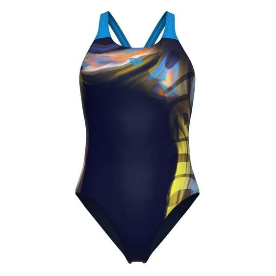Arena Womens Dreamhline Abstract One Piece Swimsuit - Navy/Turquoise