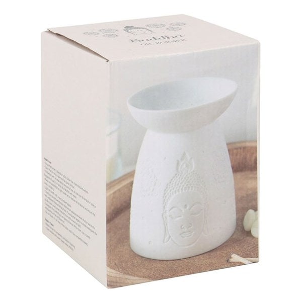 Serano White Ceramic Buddha Face Oil Burner and Wax Warmer