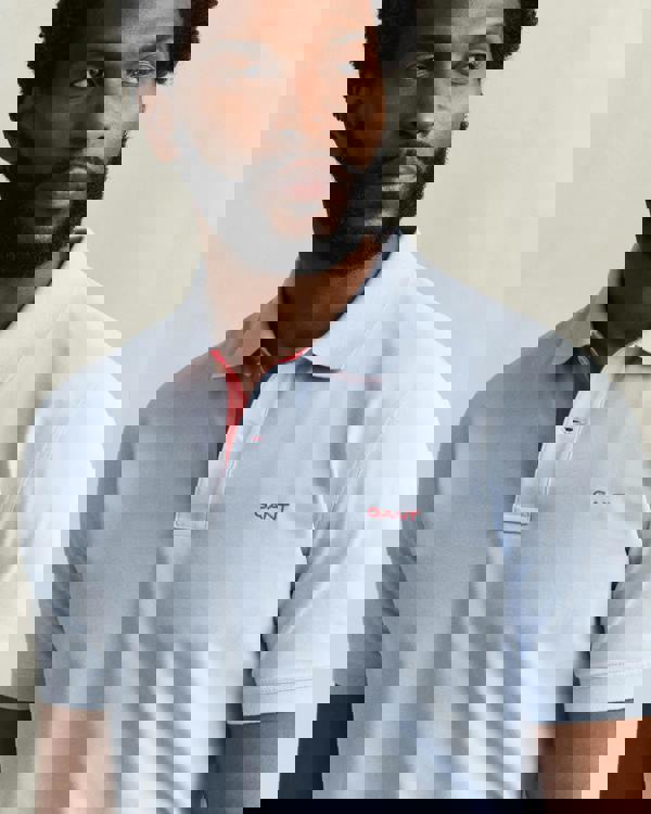 GANT Regular Fit Short Sleeve Contrast Pique Rugger - 457 Fresh Blue