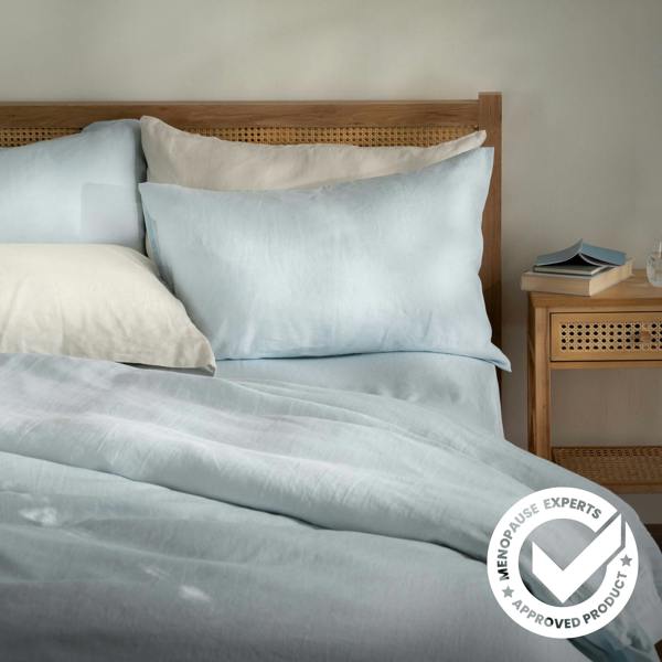 Soak&Sleep Mineral Blue French Linen 40cm Deep Fitted Sheets