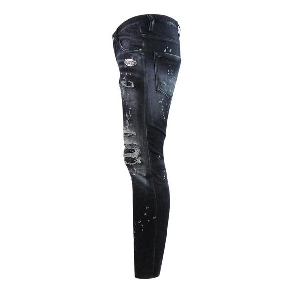 Dsquared2 Skater Jean Reinforced Ripped Paint Splatter Black Wash Jeans