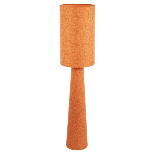 Happy Homewares Modern Dusty Orange Linen Fabric Floor Lamp with Drum Shade and Base