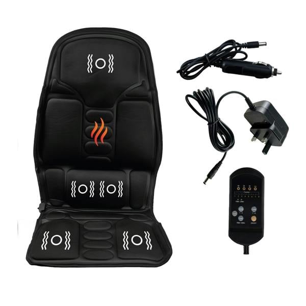 Gr8 Garden Heated Massage Seat Cushion 12V Car & Home 5 Motor Lumbar Back Heat Pad Electric