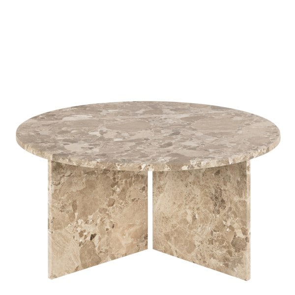 Furniture To Go Vega Round Coffee Table with Brown Marble Top 90cm