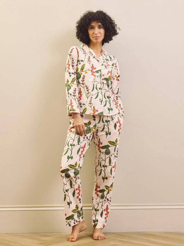 Their Nibs Pink Pretty Pears Cotton Traditional Pyjamas