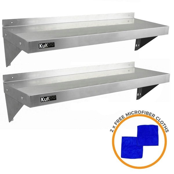 Kukoo 6ft Stainless Steel Catering Bench & 2 x Wall Mounted Shelves
