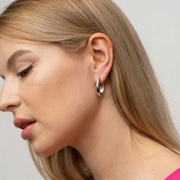 The Colourful Aura Plain U Shape Geometric Minimalist Large Oval Hoop Earring