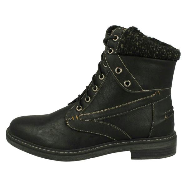 Spot On Ladies Spot On Knitted Cuff Ankle Boots F4447