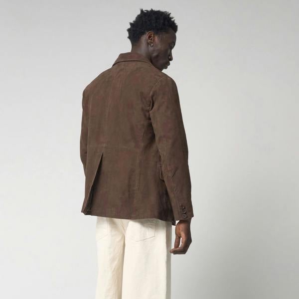 Barneys Originals Men's Real Suede Blazer Jacket in Brown