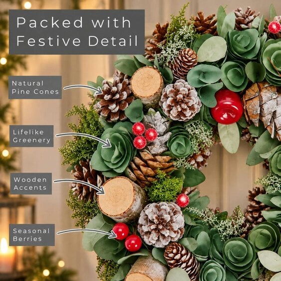 Neo Christmas Woodland Wreath Front Door 50 cm