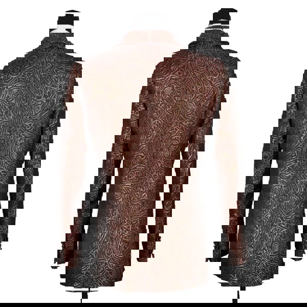 David WeJ Kensington Double Breasted Shawl Lapel Jacquard Wine Gold