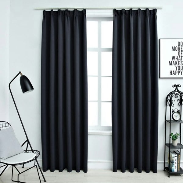 Berkfield Blackout Curtains with Hooks 2 pcs Anthracite 140x175 cm