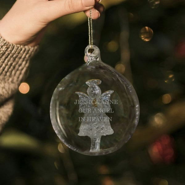 Personalised Memento Company Personalised Glass Christmas Angel Bauble