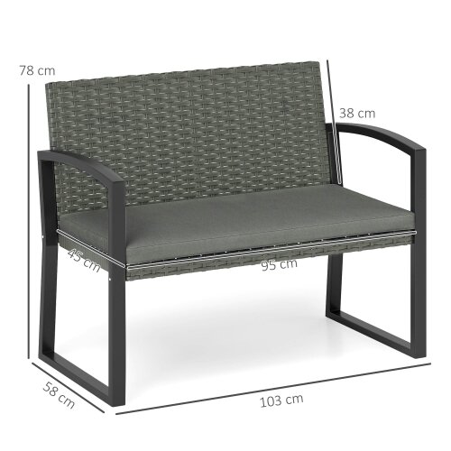 Wyld Haus Haloka Rattan Light Grey 2 Seater Outdoor Garden Bench