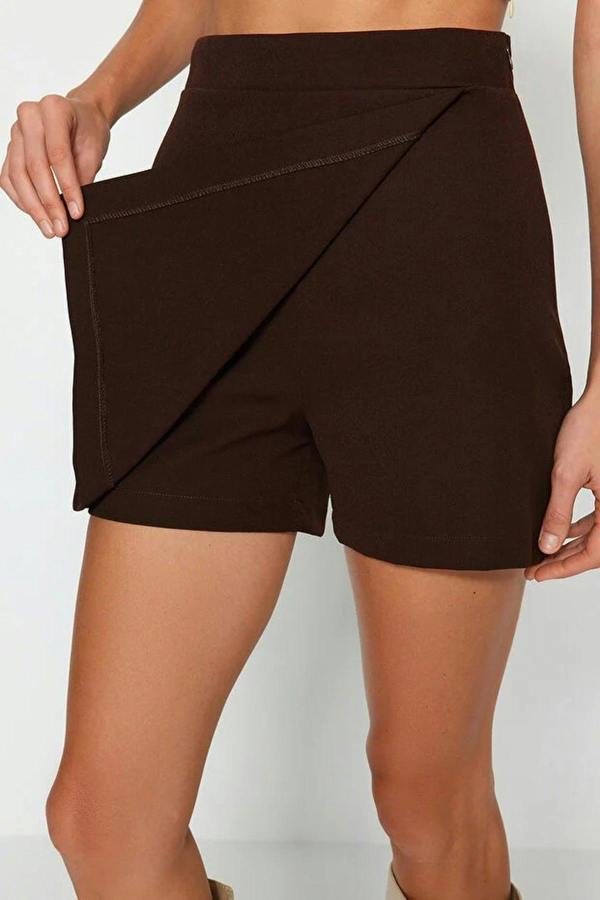 WOVCOR Double-Breasted Woven Short Skirt