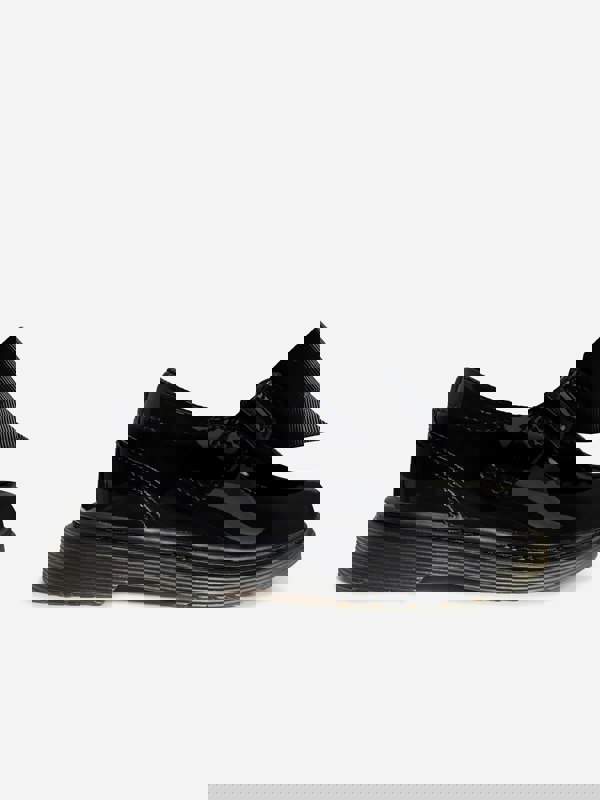 Dr Martens Girls Polley II Bow Patent Leather Shoes in Black