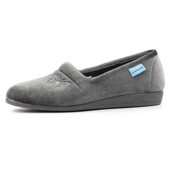Lunar Womens/Ladies Butterfly Slippers - Grey - 
