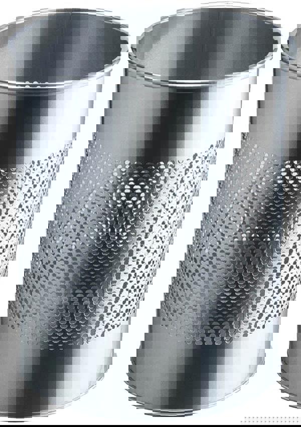 Durable Round Steel Waste Bin | 165mm Perforated Ring | 15L | Silver