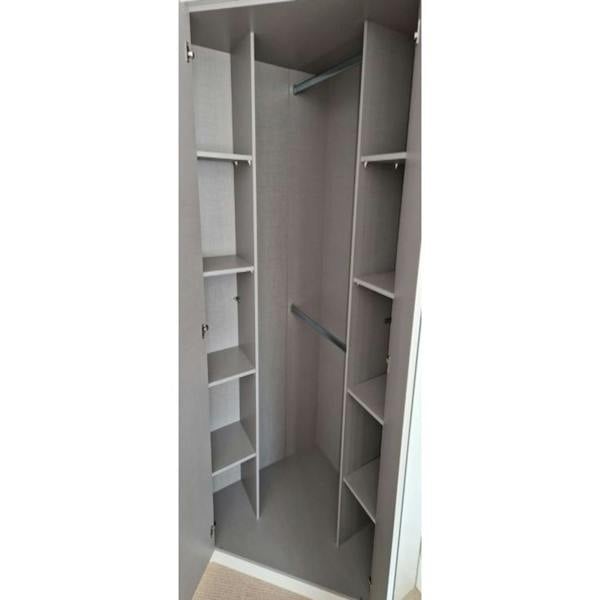 TJ's Furniture Clack  White And white Gloss Corner Wardrobe