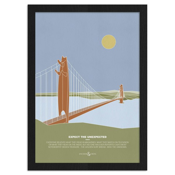 Anchor & Crew The Golden Surf Bridge Archival Giclée Paper A3 Wall Print