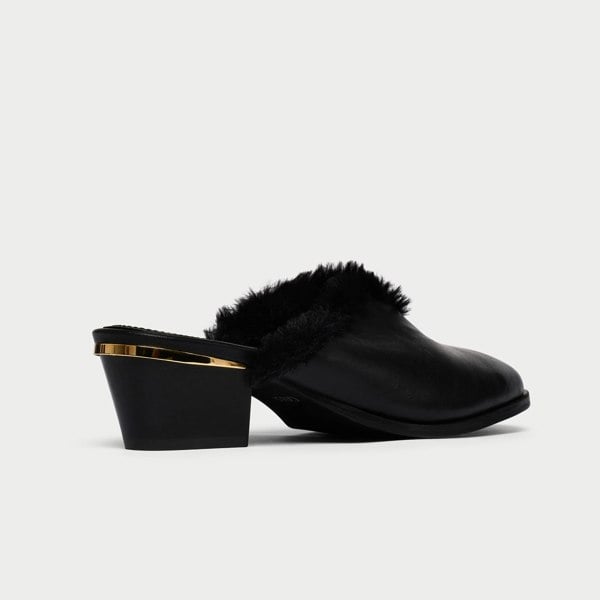 Calla Eden Shoes - Black Leather and Fur