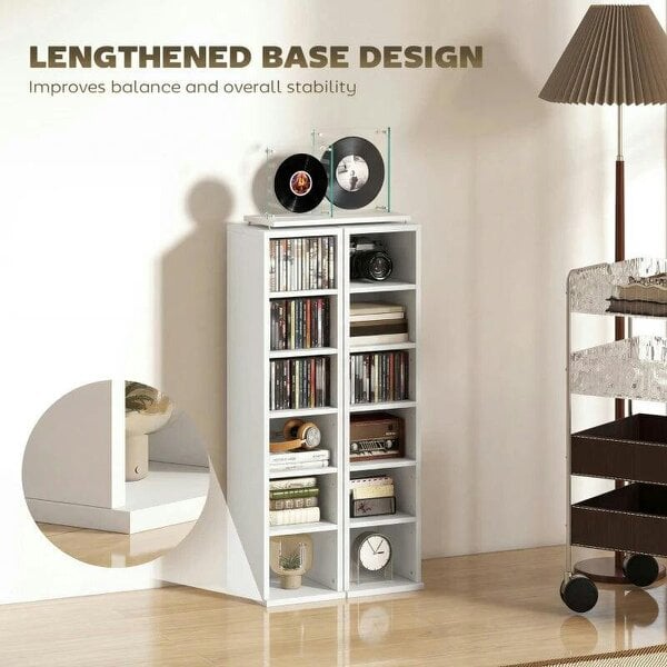 Bobobiy Set of 2 CD Media Display Shelf Unit Tower Rack with Adjustable Shelves, White