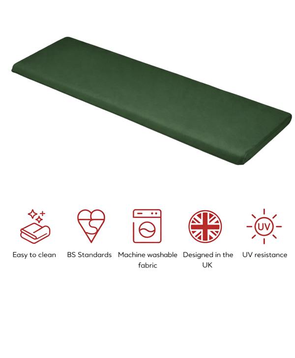 SP Range 3 Seater Bench Pad Cushion Green The Garden Furniture Shop