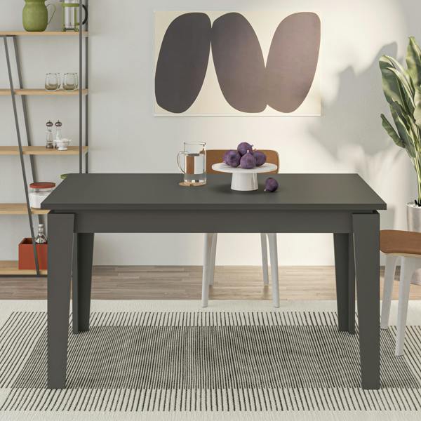 Decortie Tolmen Dining Table Rectangular Extendable Table Up to 6 Seater Contemporary Kitchen Table 140Wcm Living Room, Anthracite