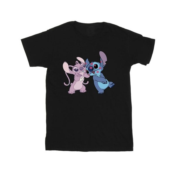 Disney Girls Lilo & Stitch Kisses Cotton T-Shirt - Black