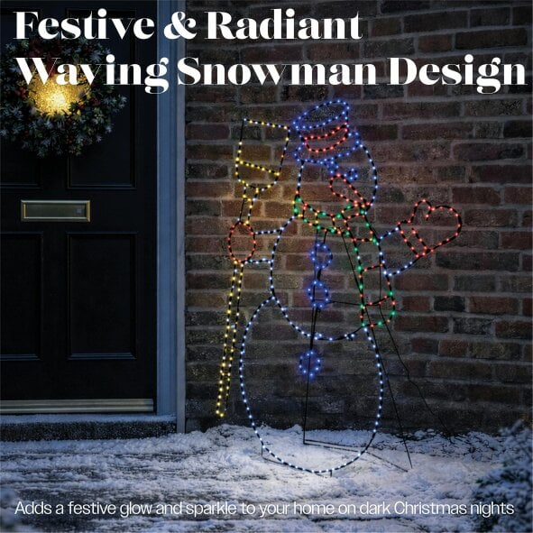 Scotts of Stow Xmas Haus Multicolour LED Snowman Outdoor Decoration Flash Bulbs and Timer