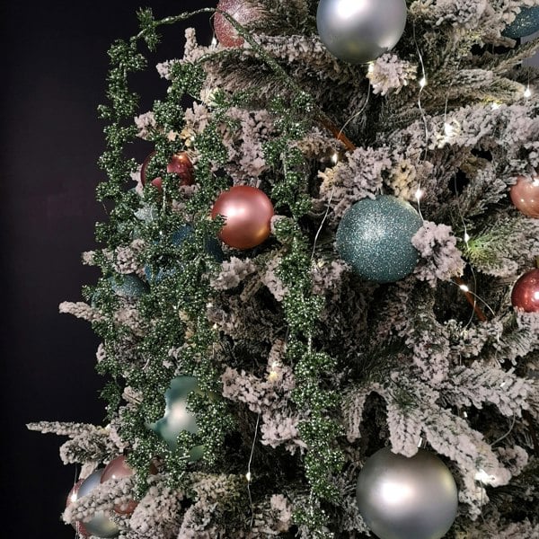 Samuel Alexander 96cm Green Glitter Frosted Mini Leaf Wispy Christmas Stem Decoration