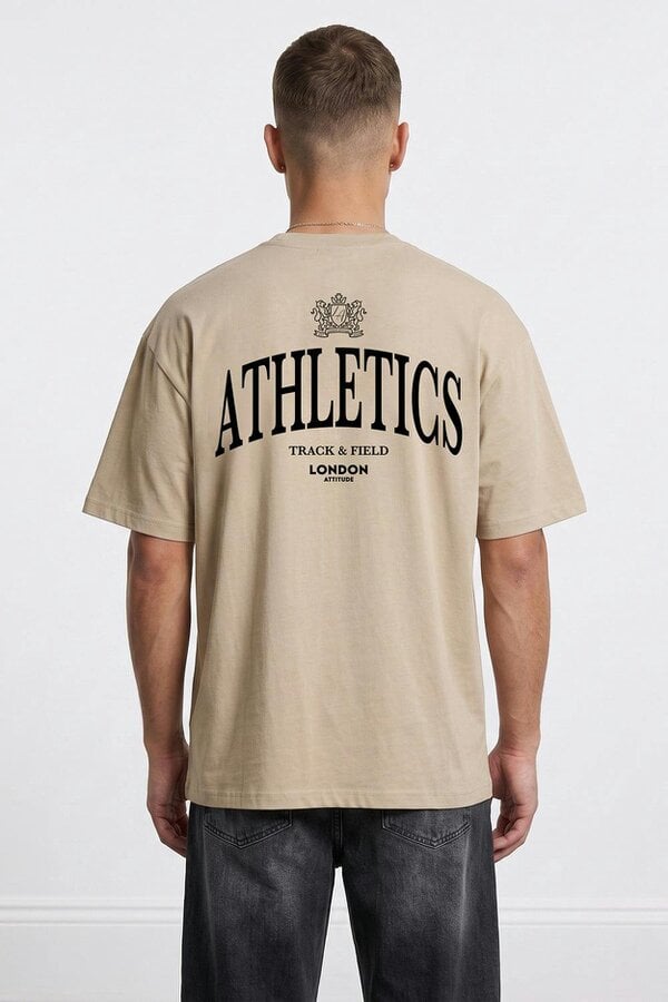 London Attitude Athletics Premium Graphic T-Shirt in Black Print - Desert Dust
