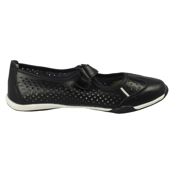 Down to Earth Ladies Down To Earth Casual Flat Leather Hook & Loop Strap Shoes F80066