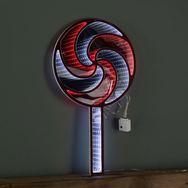 Samuel Alexander 60cm Light up Hanging Christmas Lollipop Infinity Light Decoration with Spinning Effect