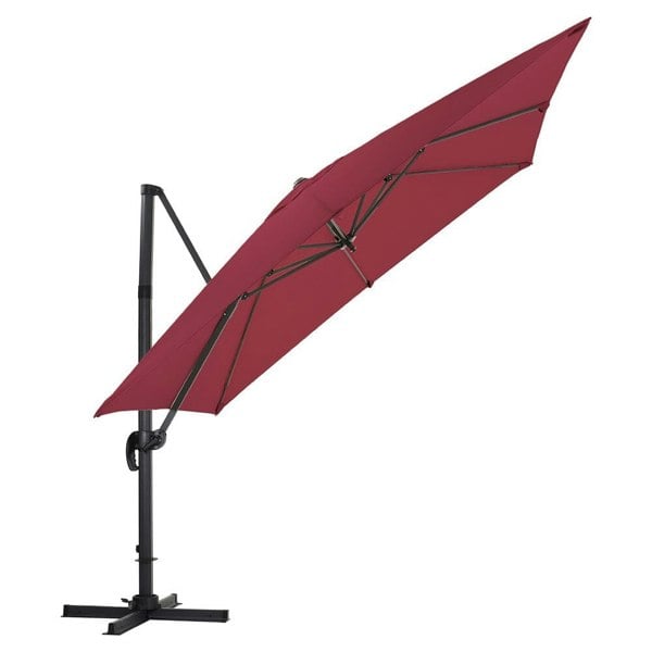 Light Grey 3 x 3 m Square Cantilever Parasol Outdoor Hanging Umbrella for Garden and Patio Parasols Living and Home Claret Parasol+ Cross Base