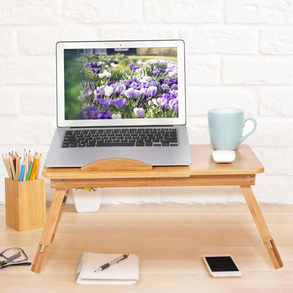 Dyzi Bamboo Portable Laptop Desk Adjustable Height & Angle Stand