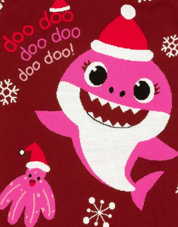 Baby Shark Womens Red Mummy Shark Christmas Jumper