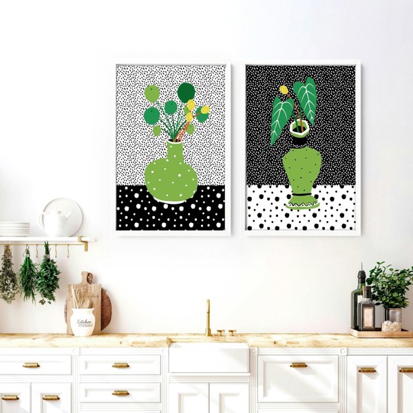 Art in the kitchen | set of 2 wall art poster prints