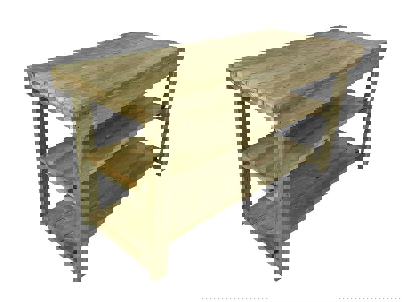 Wooden Super Heavy Duty Indoor/Outdoor Workbench Double Shelf, Sturdy Workstation for Garages, Sheds, and Workshops