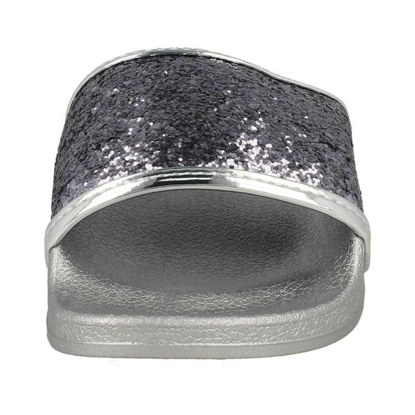 Spot On Ladies Spot On Flat Glitter Vamp Sliders